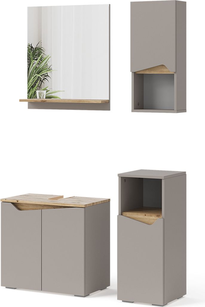 Badmöbel-Set Vicco Marelle Greige 4 Teile, Model 47699