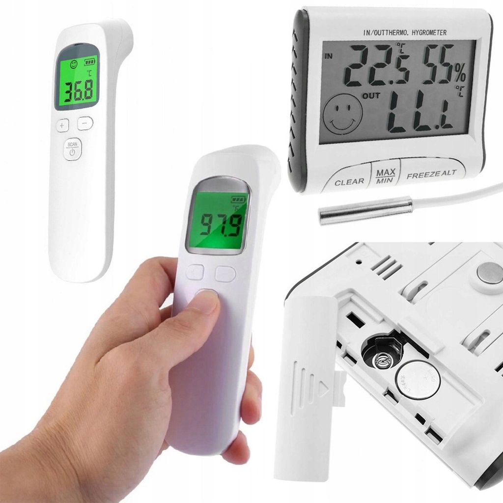 Rosfix berührungsloses medizinisches Infrarot-Thermometer + Wetterstation - Hygrometer mit externem Sensor
