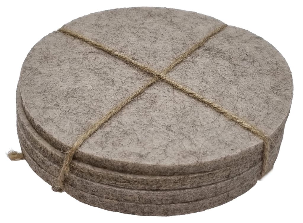 Filz Untersetzer Rund 10cm Hellbraun 4er Set Tischschutz Produktbild 