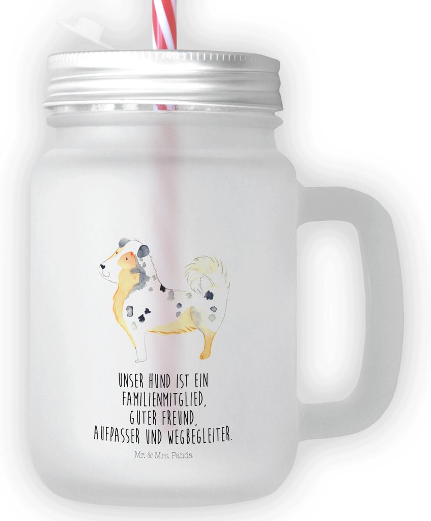 Mr. & Mrs. Panda Cocktailglas Hund Australien Shepherd - Transparent - Geschenk, Sprüche, Trinkglas mit Deckel, dessertglas, Spruch, Familie, bech...