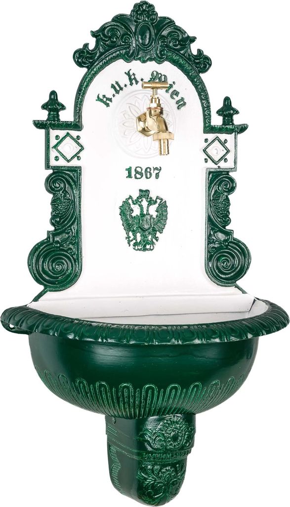 Waschbecken Brunnen Wandbrunnen 72cm Alu Garten im antik Stil fountain garden