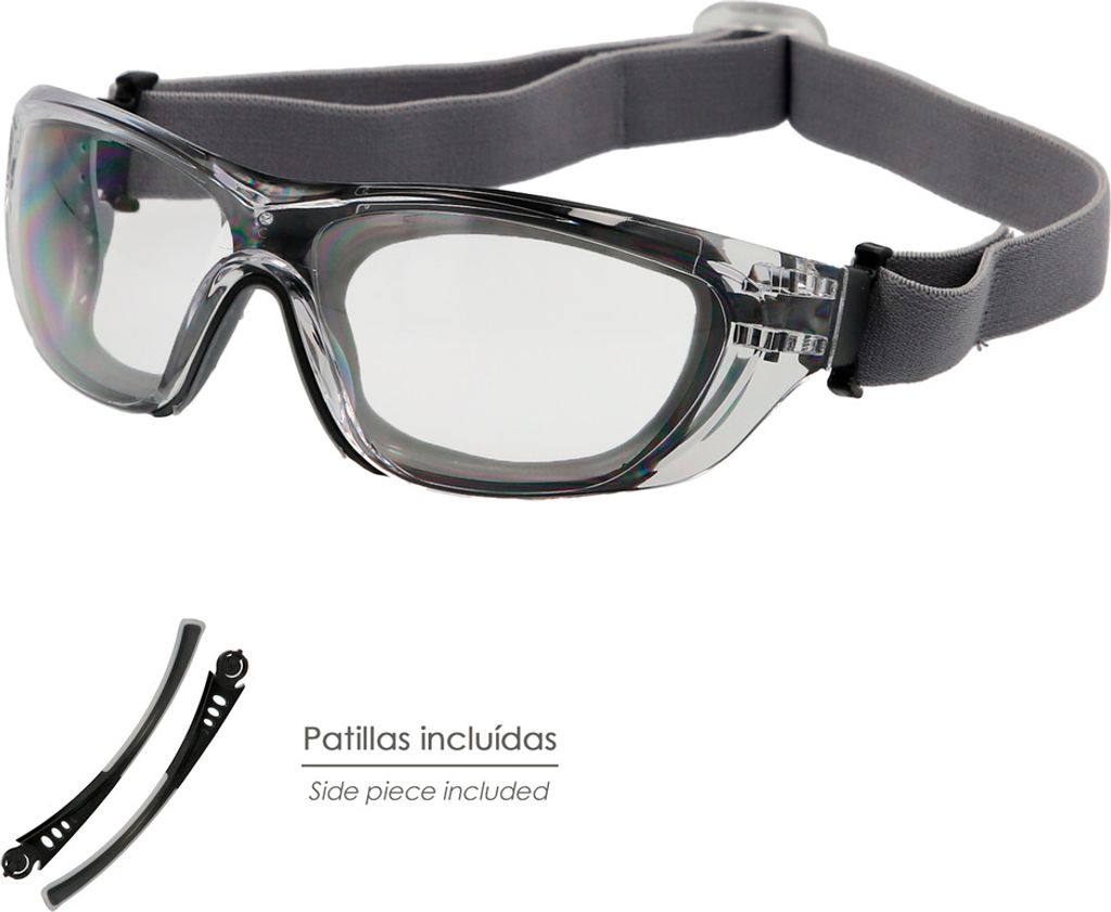 Wolfpack Gafas de Seguridad Acolchadas Cristales Transparentes Con Patillas o Goma Elastica. Patillas Engomadas EN/166