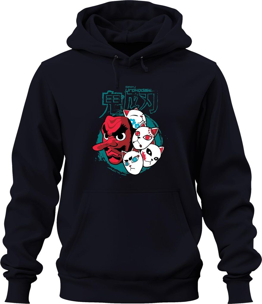 Tengu Maske Urokodaki Kitsune Masken Japan Anime Halloween Uni Hoodie Kapuzenpullover, Navy, M