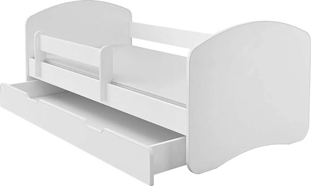 BDW, Kinderbett Jugendbett mit Schublade & Matratze, Weiß, 180x80