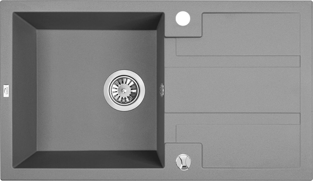Design Granitspüle 1 Becken mit Abtropffläche Grau 440x760x194 mm