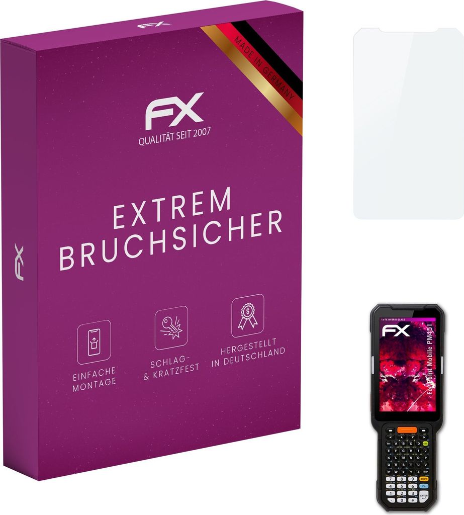 atFoliX FX-Hybrid-Glass Displayfolie kompatibel mit Point Mobile PM451 Glasfolie