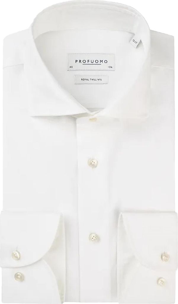 Profuomo Hemd Slim Fit schneeweiß einfarbig Baumwolle