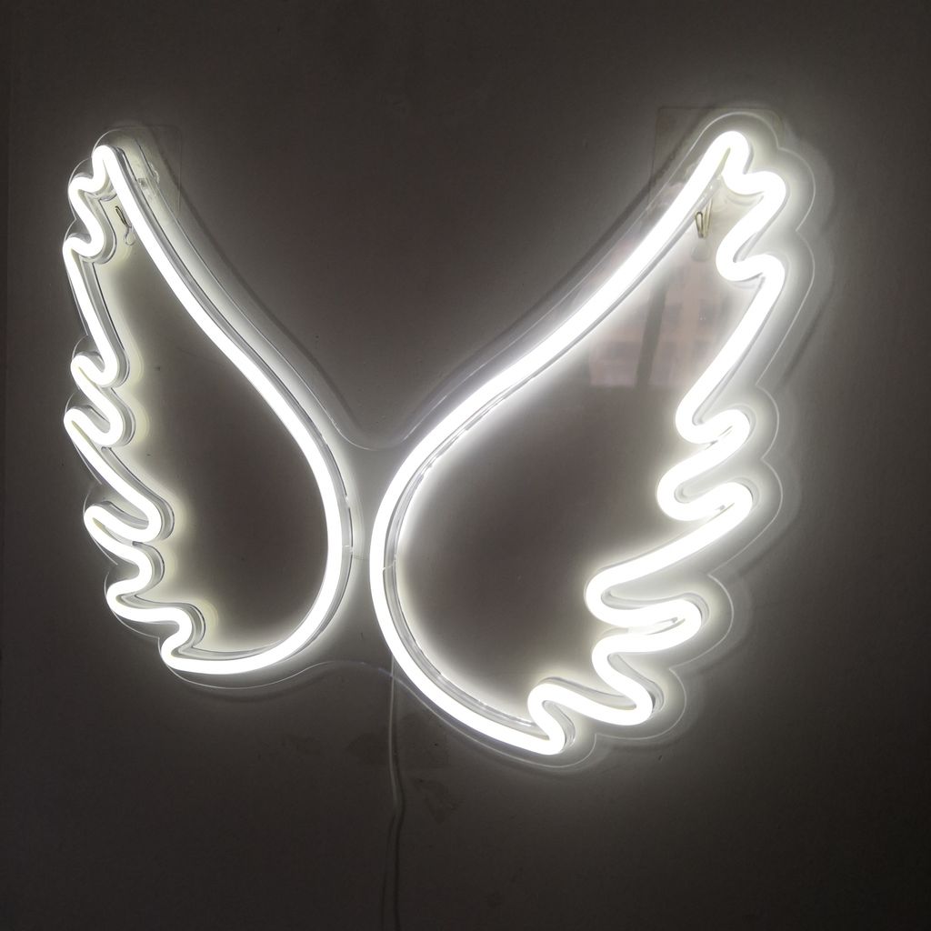 NEON LED svetlo, dekoratívne nástenné svetlo, biele krídla, Obrázok produktu 
