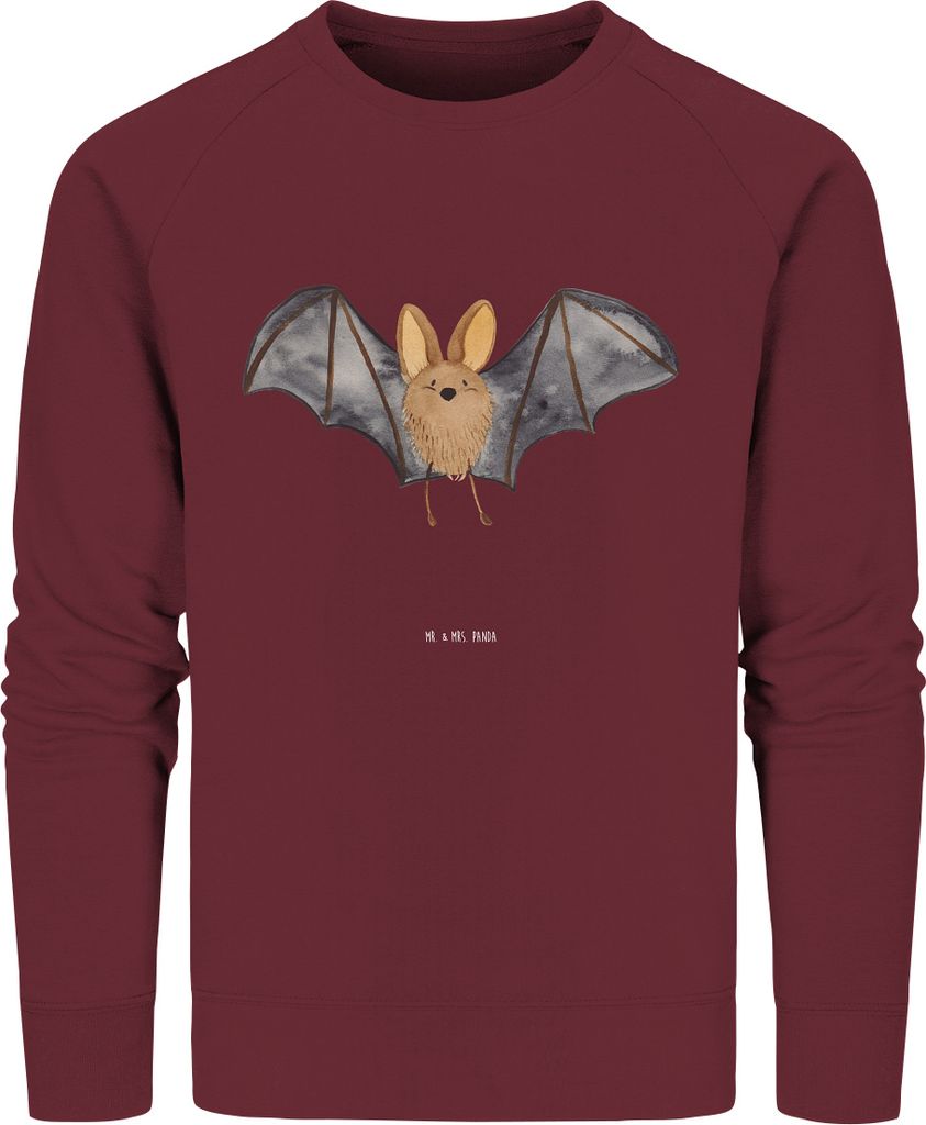 Mr. & Mrs. Panda Baumwoll Pullover Fledermaus Flügel Größe M - Burgundy - Geschenk, Sweatshirt, Pulli, Sweater, Lustige Sprüche