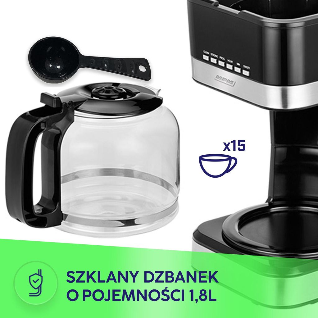 Ekspres Przelewowy do Kawy 1,8L LCD Timer 950W 15 Filiżanek Zdjęcie produktu 