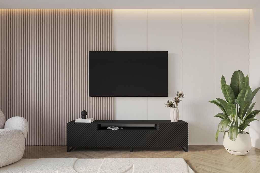 ALTDECOR TV-Schrank ZENO-S mit Gefrästen Fronten 200x53x41 Lowboard, TV Möbel, TV Cabinet, Fernsehtisch, Fernseher Schrank, TV Kommode, TV Tisch,...