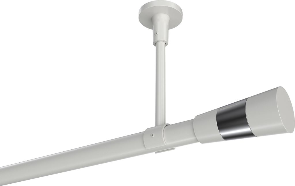 Interdeco Gardinenstange / Vorhangstange Weiß, Typ Sonette Tanara (Konus Bicolor) ohne Ringe, Deckenmontage, 20 mm Ø 1-läufig, 160 cm