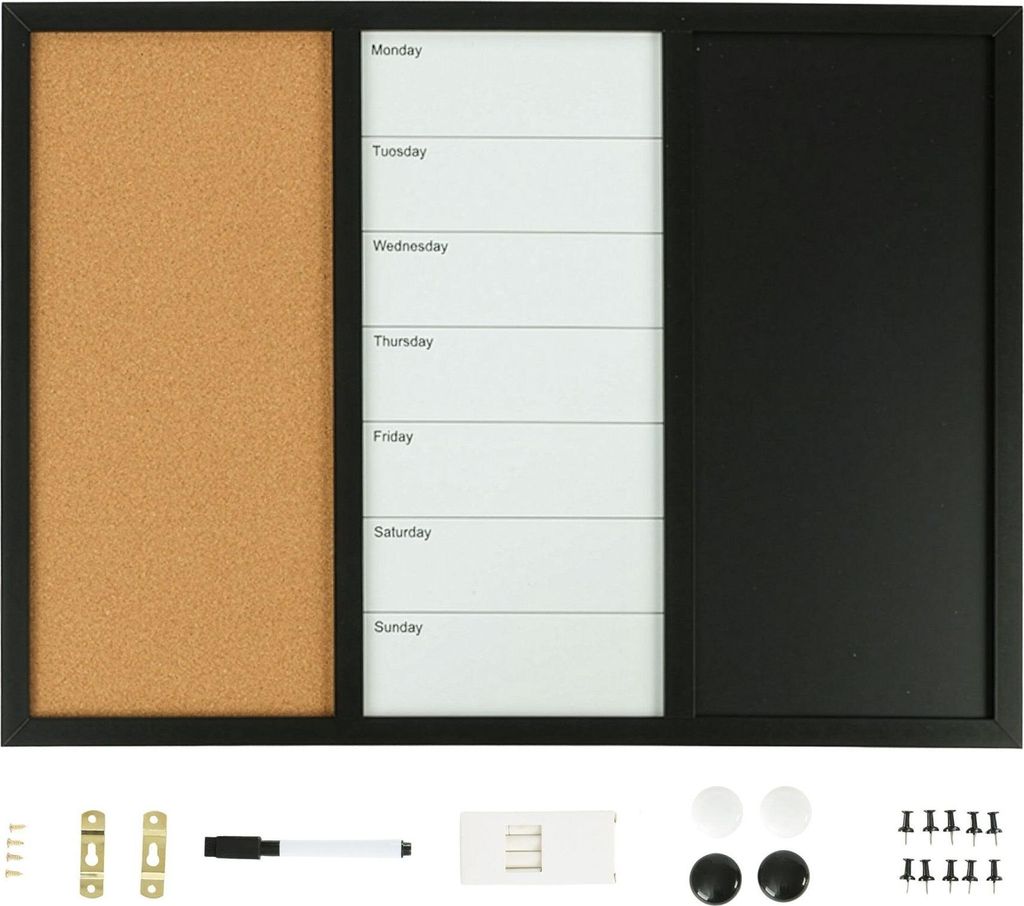 3-in-1-Kombinationstafel mit Whiteboard, Korkplatte und Planer