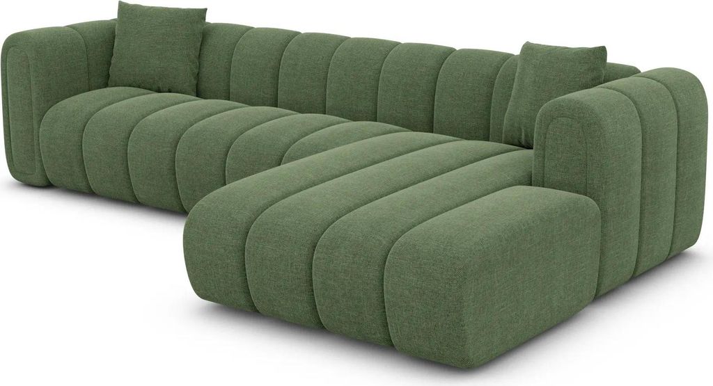 Strukturstoff L-Form Sofa Amoria Grün Rechts
