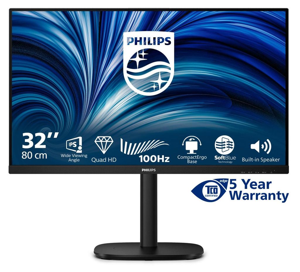 Philips 32B2N3500 - 3000 Series - LED-Monitor - 81.3 cm (32") (31.5" sichtbar) - 2560 x 1440 QHD @ 100 Hz - IPS - 1000:1 - 2xHDMI, DisplayPort - La...