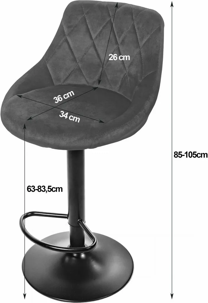 Sgabello da Sogno High Kast Velluto Grigio e Nero - Must-Have Cucina - 6