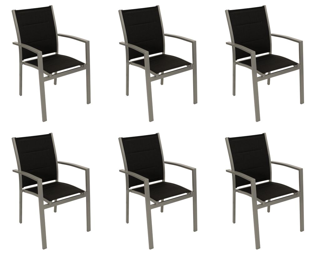 DEGAMO Stapelsessel RIVERA, Aluminium + Kunstgewebe gepolstert schwarz, 6 Stück