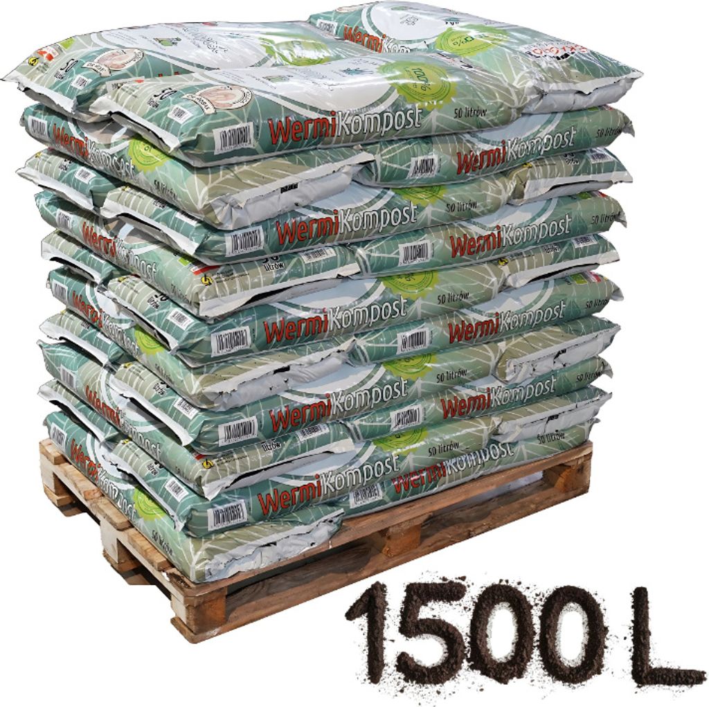 EKAGRO | Dünger - 1500L (30x50L), Vermicompost, Organischer Dünger - Rasendünger, Tomatendünger, Pflanzen, Wurmhumus