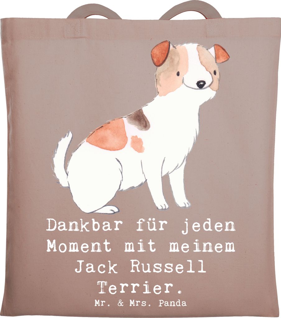 Mr. & Mrs. Panda Tote Bag Jack Russell Terrier Moment - Braun Pastell - Geschenk, Tasche, totebag, Jutebeutel, Beutel, Laptoptasche