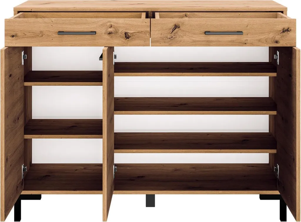 Commode de Salon Nevio 120cm Chêne Beige - Meuble de Rangement Chic - 4