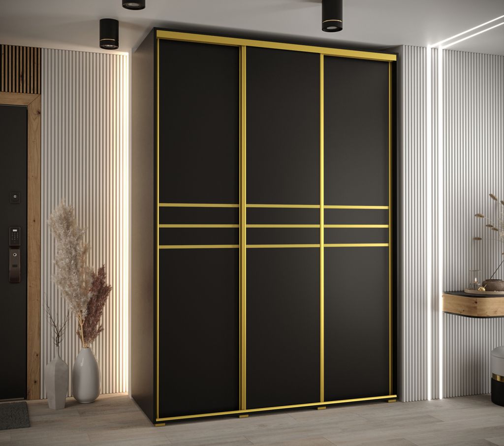 Kleiderschrank ASIRI 10 - 180/60 cm, schwarz/gold