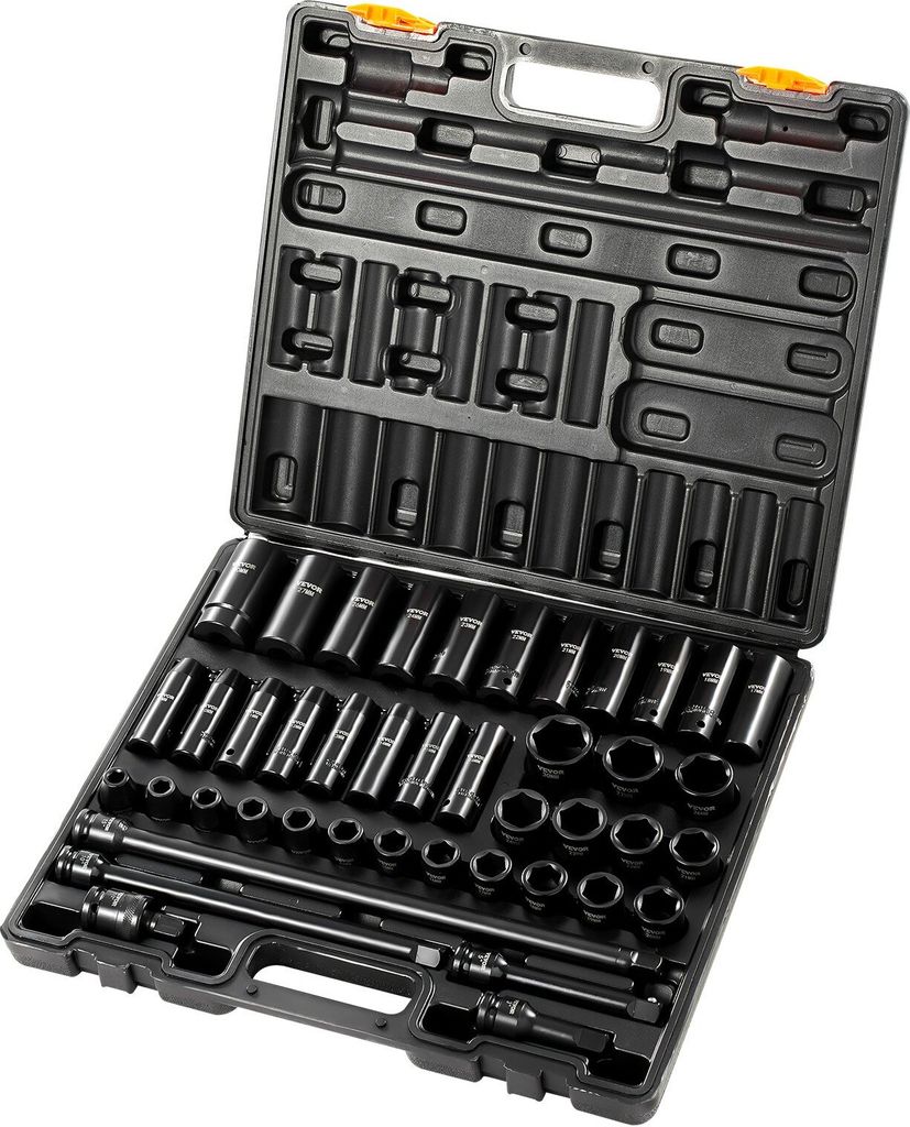 Schlag-Steckschlüssel-Set 1/2 Zoll, 43-teiliges Schlag-Steckschlüssel-Set, Standard-Steckschlüssel-Sortiment, 1/2-Zoll-Steckschlüsselsatz, 6-Pu...
