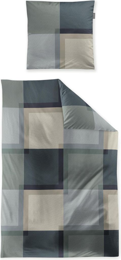 Irisette GmbH & Co. KG Mako-Satin Bettwäsche Set Wave 8672 Farbe salbei Größe 135x200+80x80