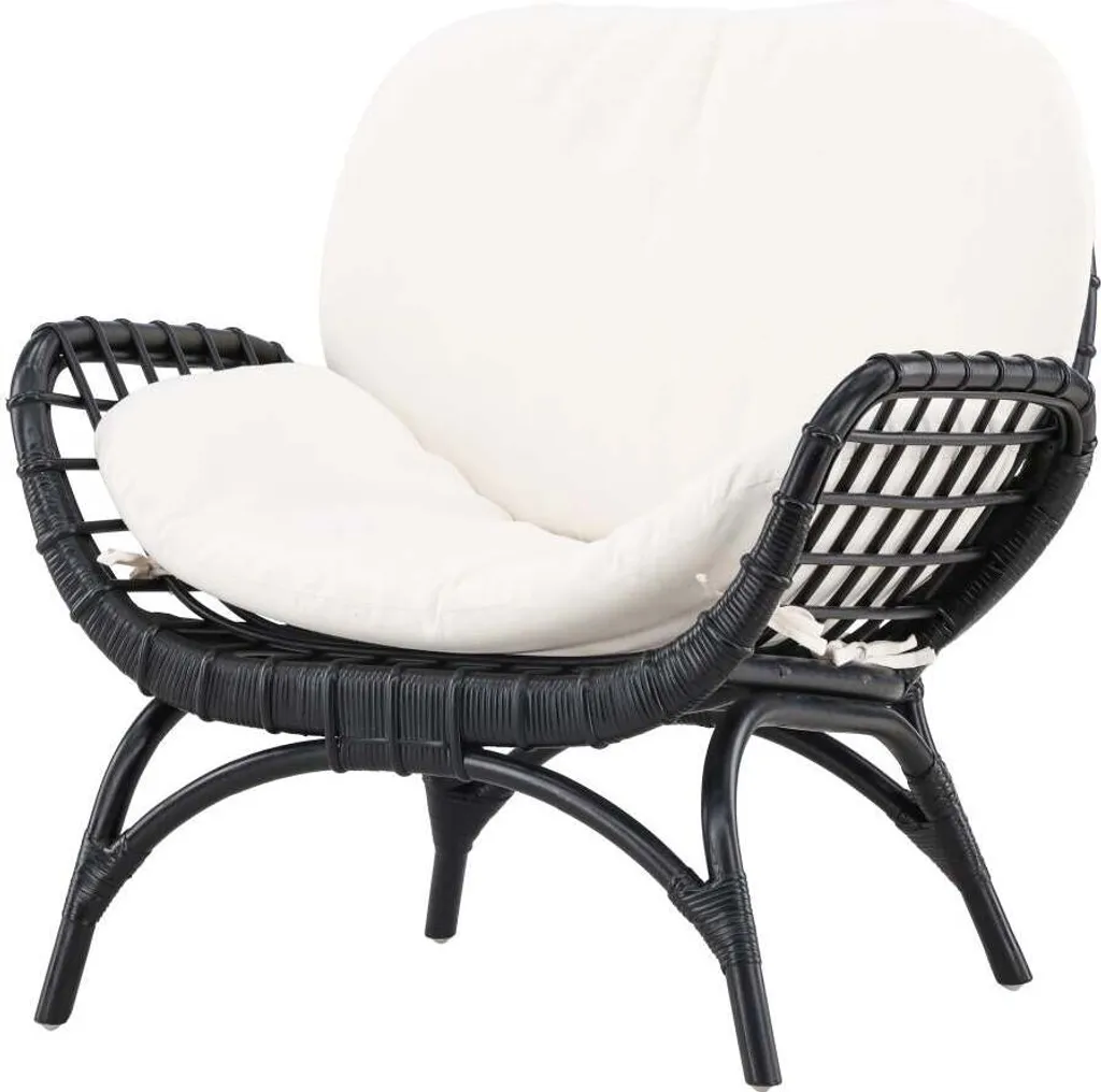 Fauteuil de Jardin Moana Blanc et Noir 80cm - Assise Grand Confort