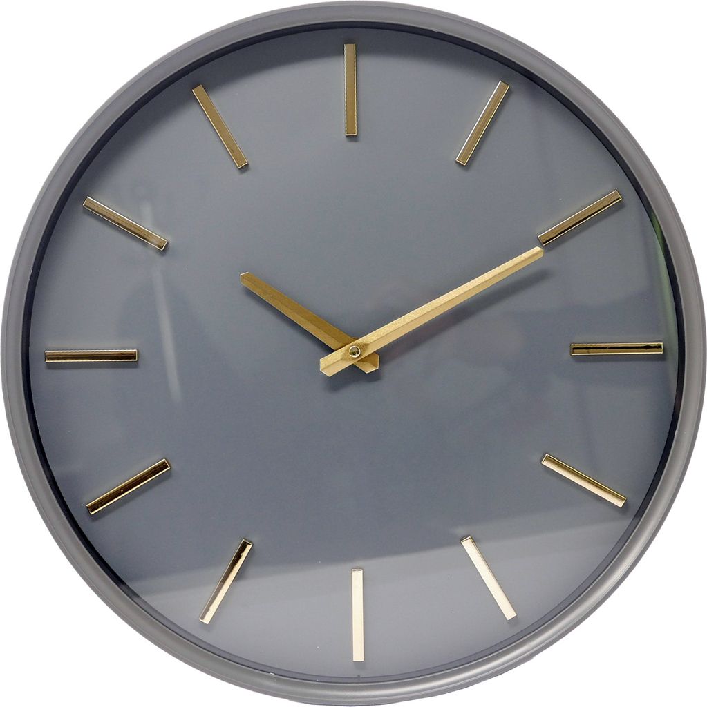 B&S Wanduhr Analog Kunststoff rund Ø 35.5 cm dunkelgrau modern