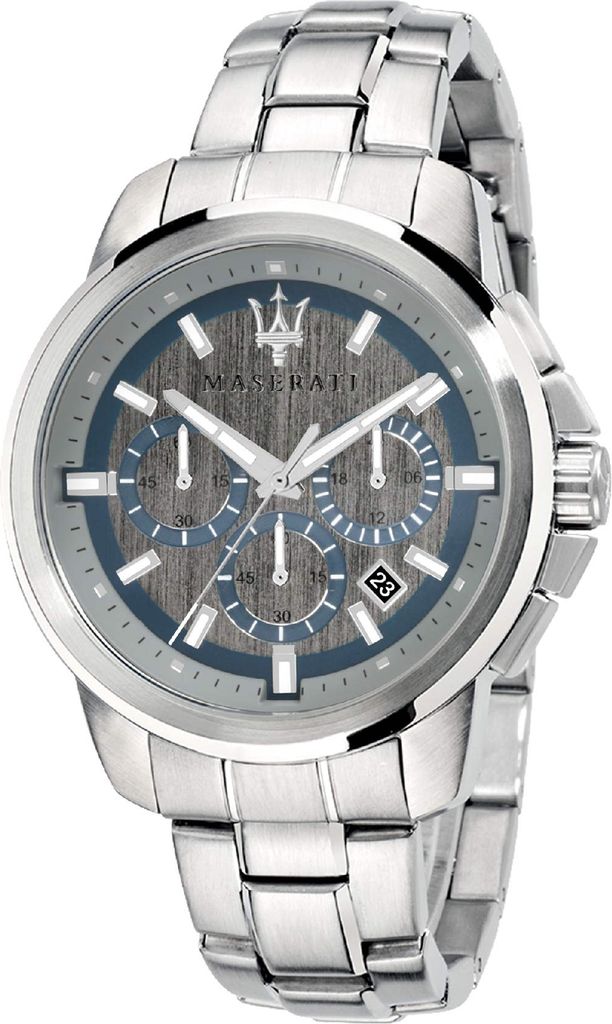 A close-up studio shot of a Maserati watch.