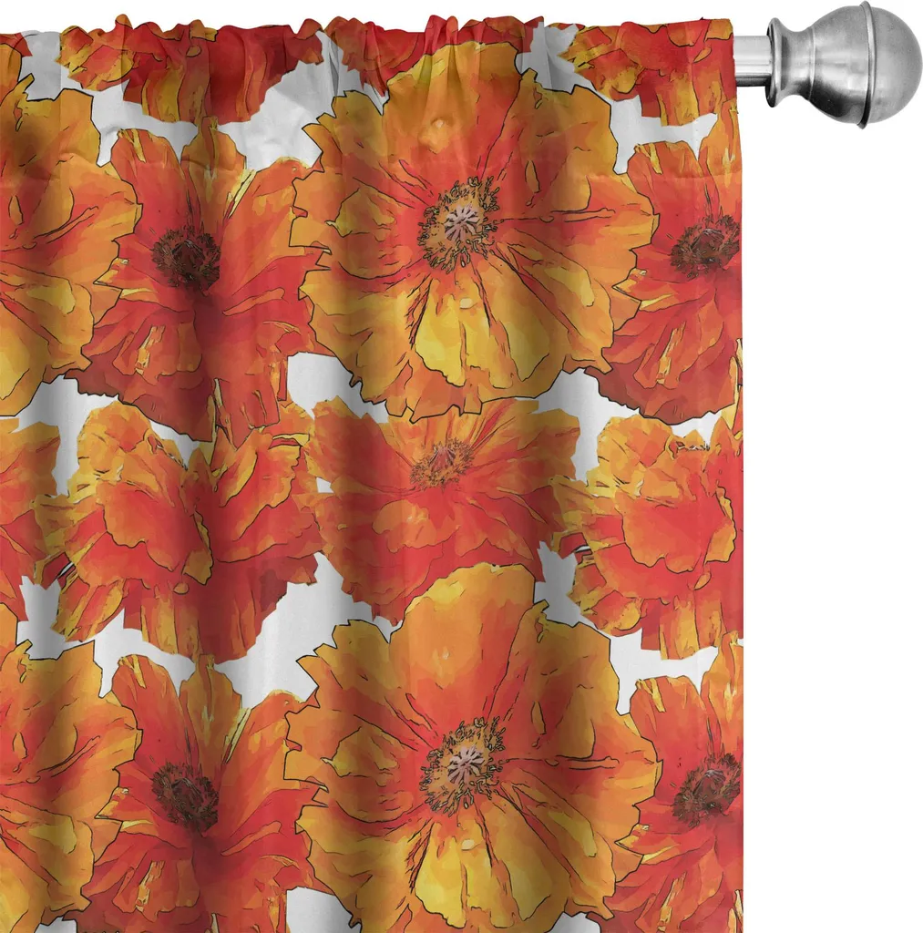 Tende ABAKUHAUS Papaveri Boemi 2 Pezzi 75x245 cm Arancione Bruciato