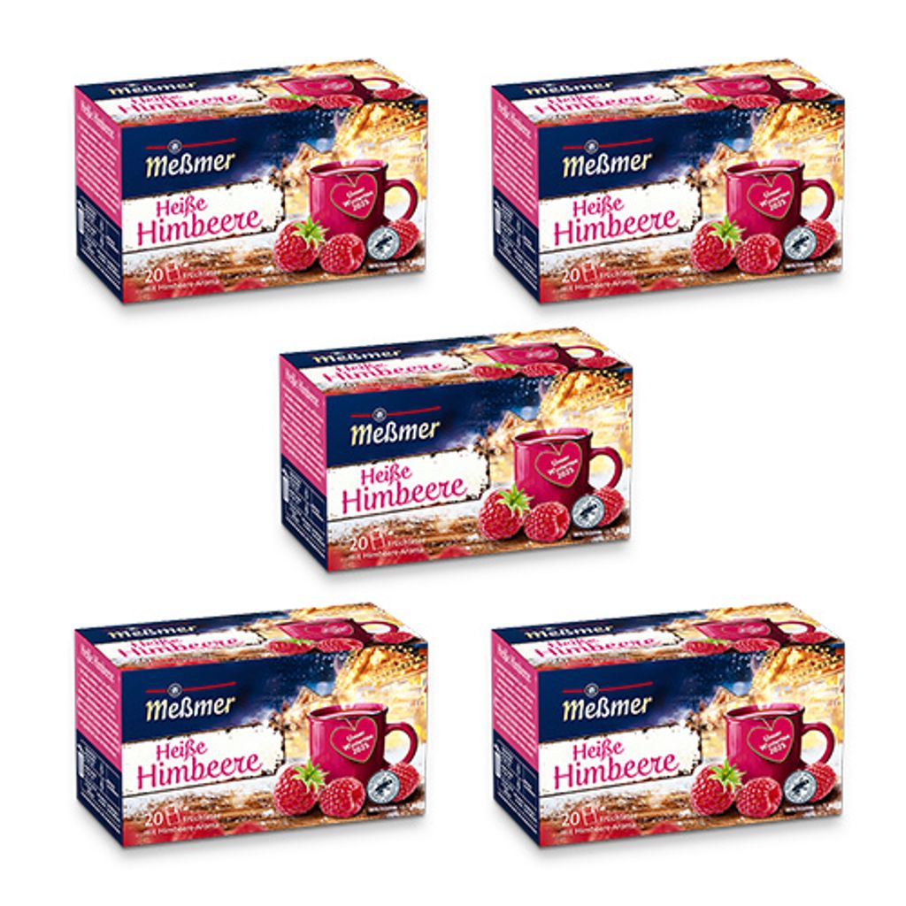 Meßmer Heiße Himbeere | 5x Vorteilspack | Früchtetee mit Produktbild 