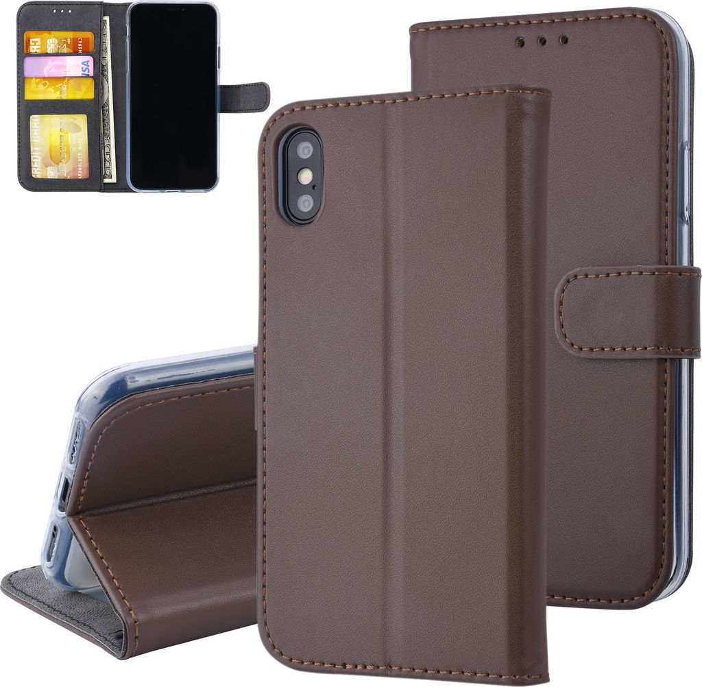 Apple iPhone X; iPhone Xs Card holder Brown Book type case for iPhone X; iPhone Xs Magnetic closure