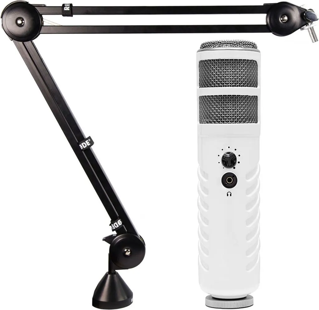 Micro Rode Podcaster dynamique USB et son bras de studio articulé