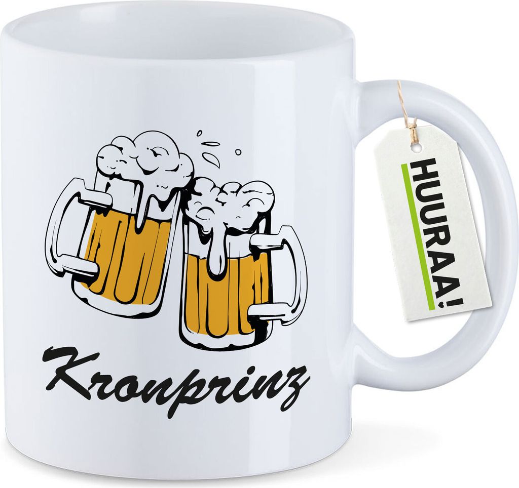 Huuraa Kaffeetasse Kronprinz Schützenfest 330ml Weiß Keramik Kaffeebecher Geschenkidee