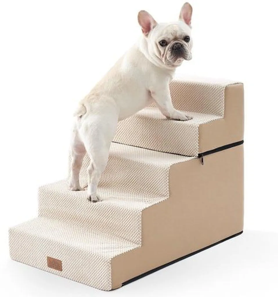 Rampe escalier pour animaux domestiques 5 marches hauteur 60 cm beige