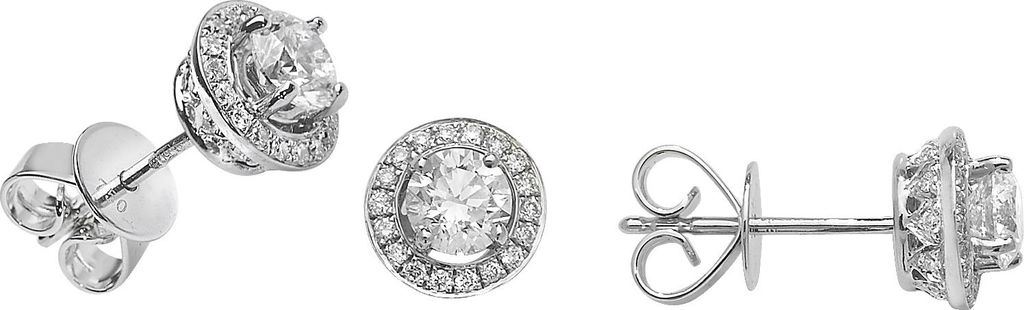 Wunderschöne 18 Karat (750) Weißgold Damen - Diamant Paar Ohrstecker Brillant-Schliff 0.92 Karat G - VS - 8mm*8mm; TRS15795