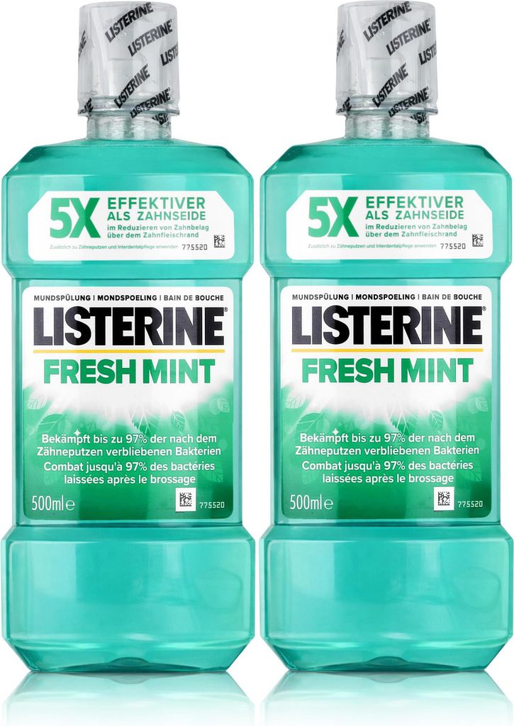 Listerine Fresh Mint 500ml - Für die tägliche Mundspülung (2er Pack )
