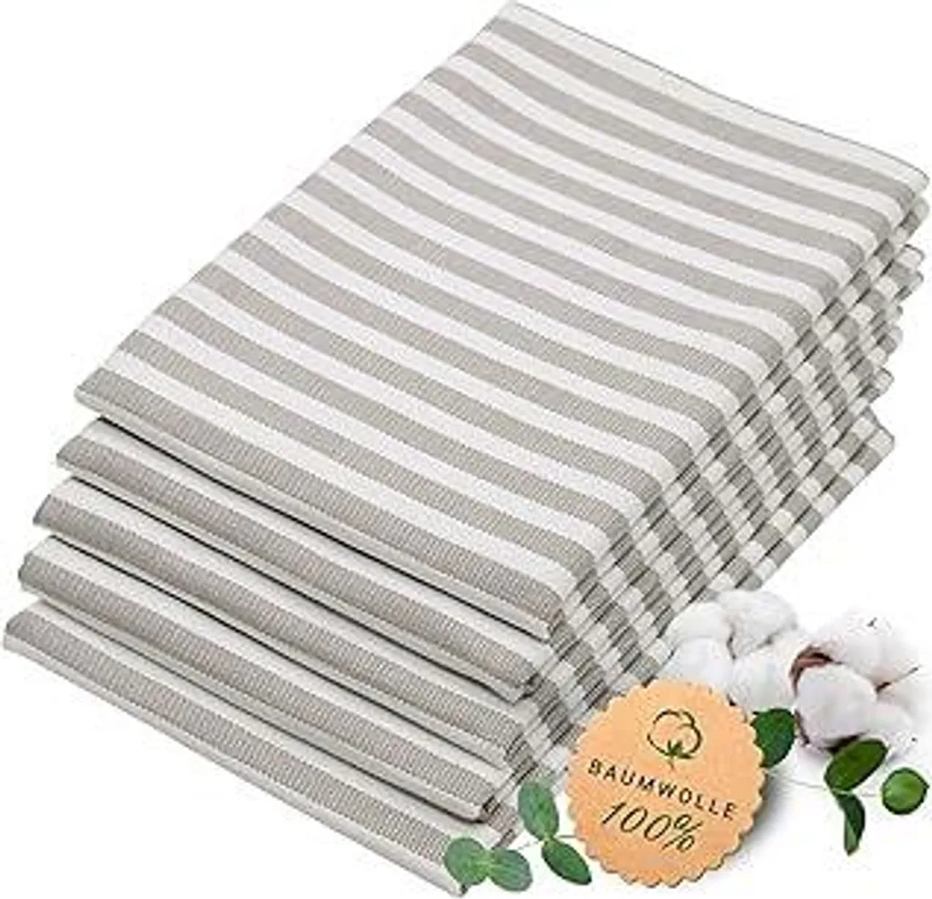 5 Strofinacci Cucina Cotone 50x70 Oeko-Tex | Kit Risparmio Lavabile 60°C