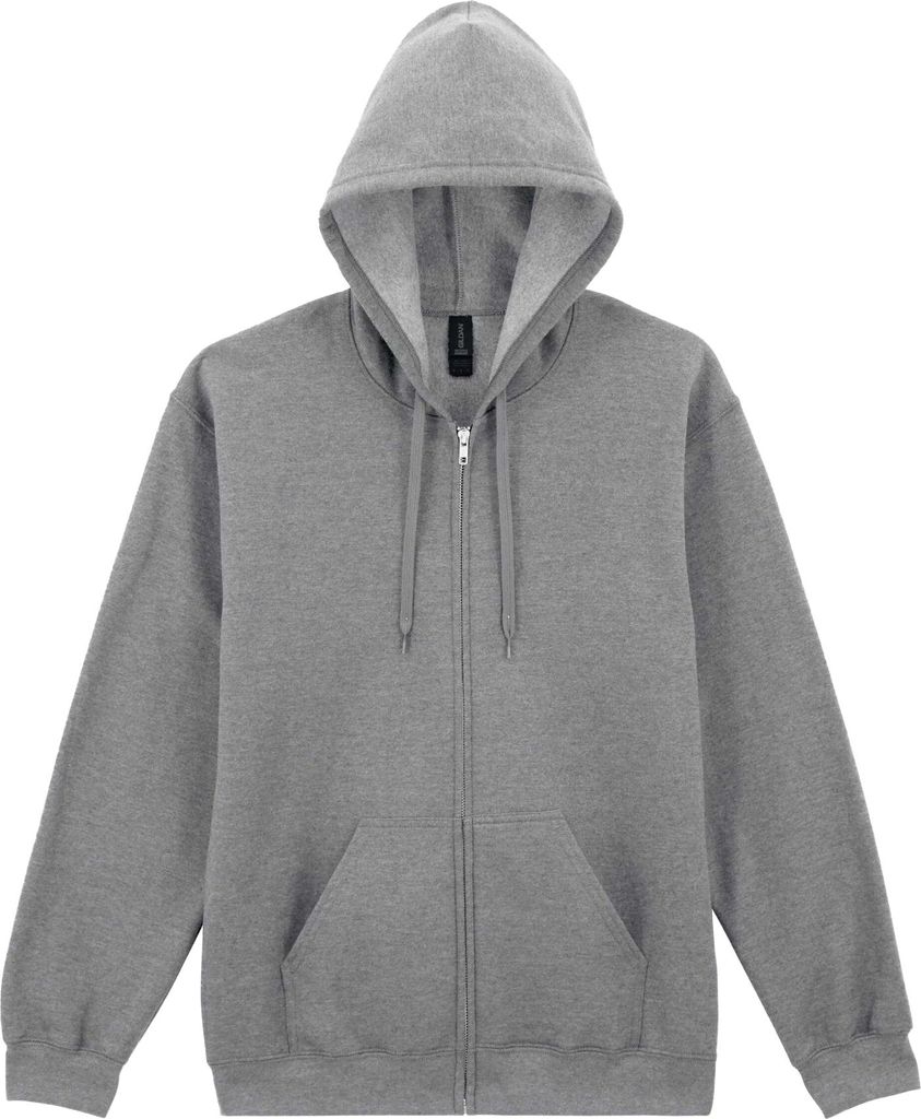Gildan - Hoodie mit durchgehendem Reißverschluss für Herren/Damen Uni, Mittelschwer, Fleece BC7333 (M) (Sportgrau)