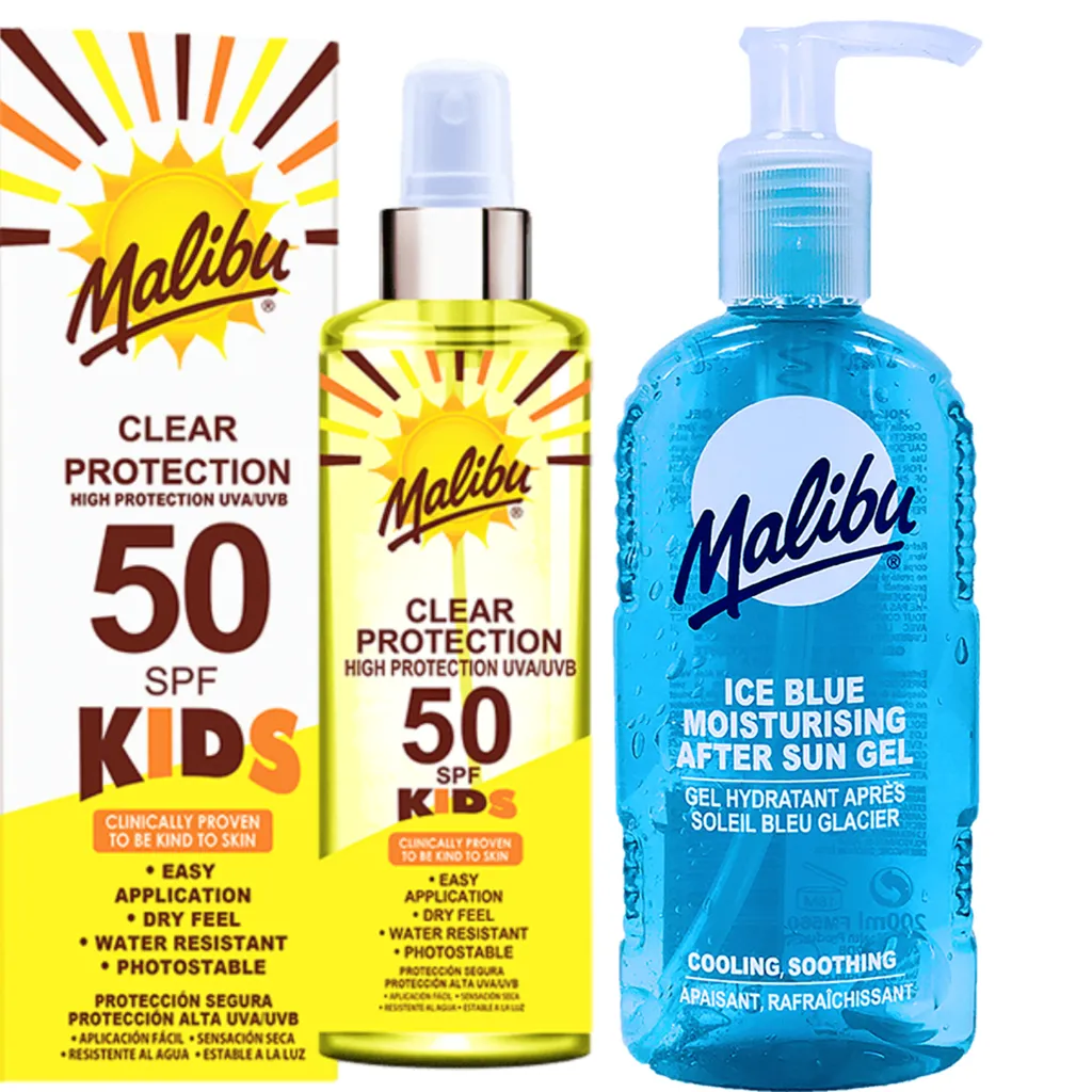 Addio Scottature! Kit Malibu Kids SPF50 Spray + Doposole Gel 200ml