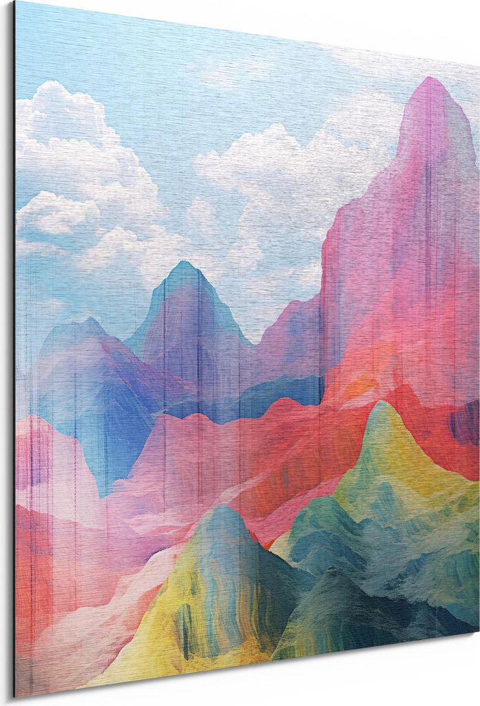 DEQORI Alu-Dibond Bild Silber 50x50 cm 'Bunte Dimensionen' Wandbild Metall dünn Design