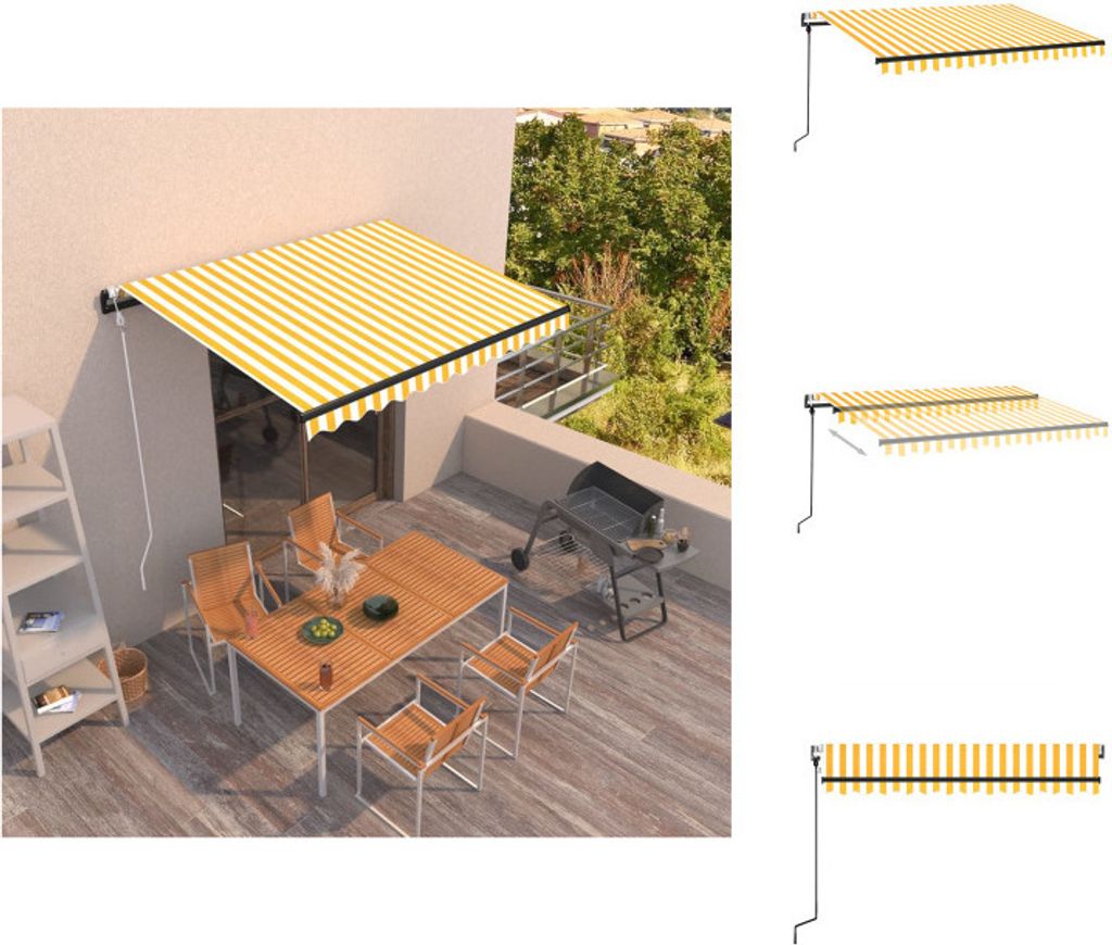 vidaXL Markise Automatisch Einziehbar 350x250 cm Gelb und Weiß - Markisen