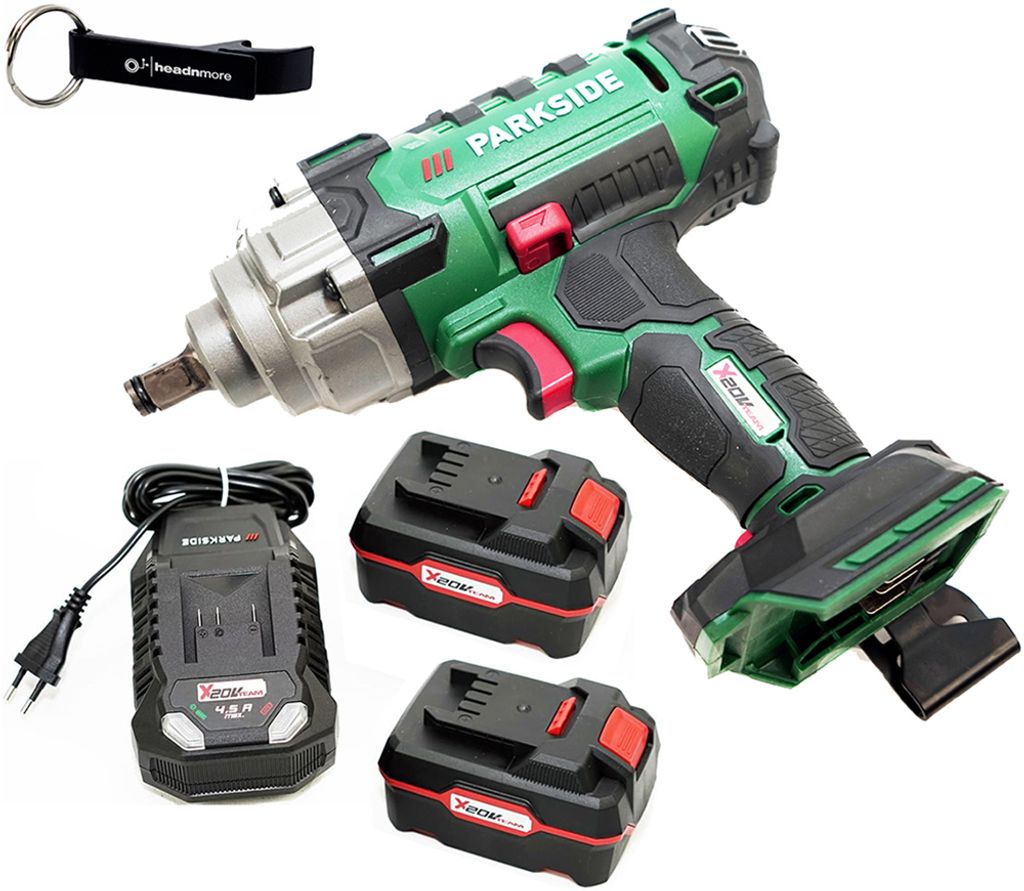 PARKSIDE 20V Akku Schlagschrauber PASSK 20 inkl. Transportkoffer + HEADNMORE Schlüsselanhänger (inkl. 2x 4Ah Akku) im HEADNMORE Bundle