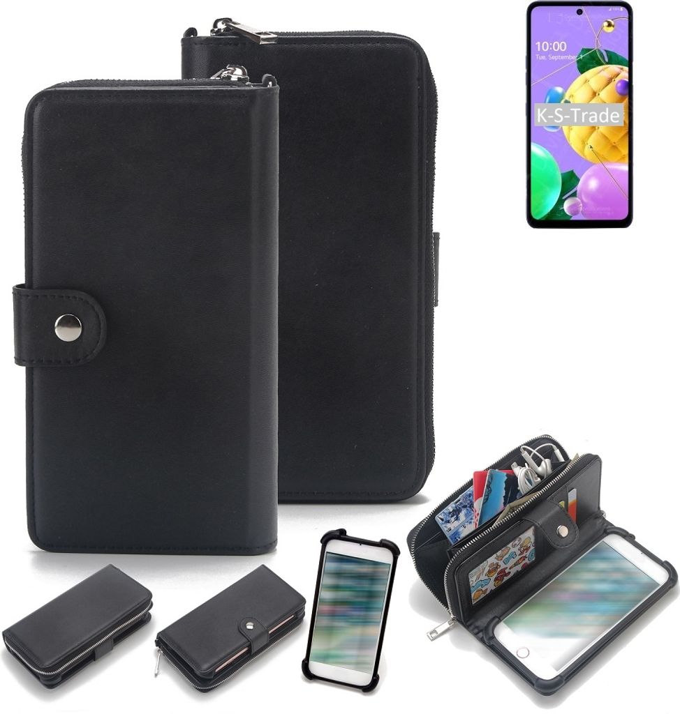 K-S-Trade 2in1 Handyhülle Schutzhülle kompatibel mit LG Electronics K52 & Portemonnee Cover Handy Hülle Case Etui Geldbörse Wallet Bookstyle