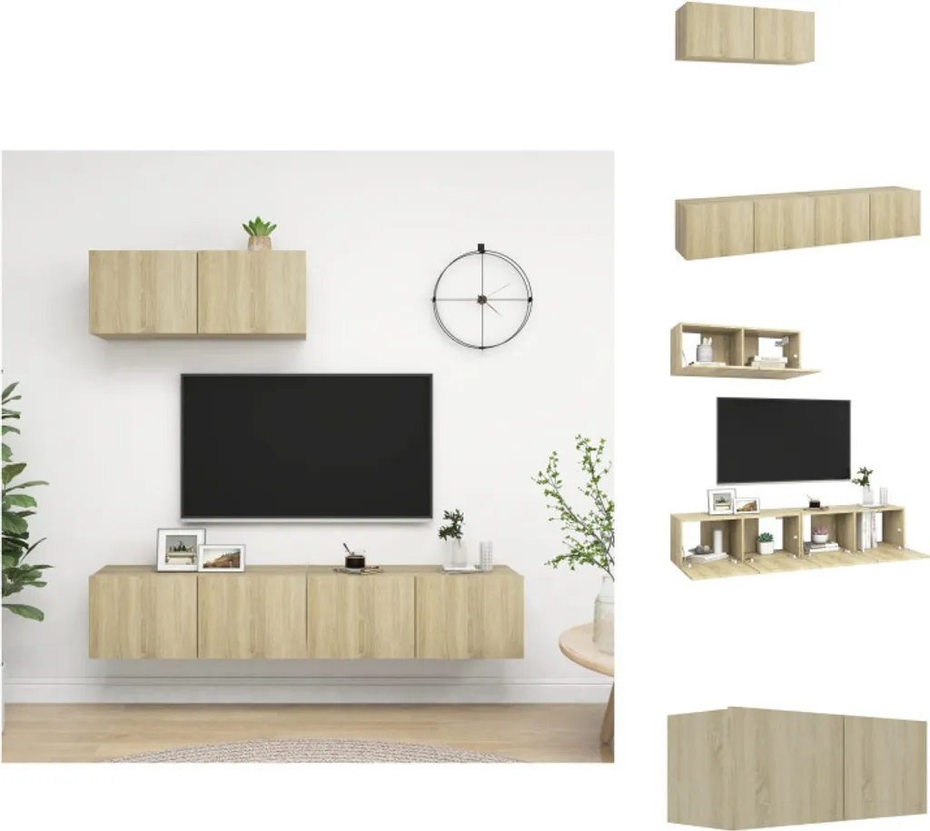 Meuble TV vidaXL chêne Sonoma 3 pièces pour optimiser l'espace du salon