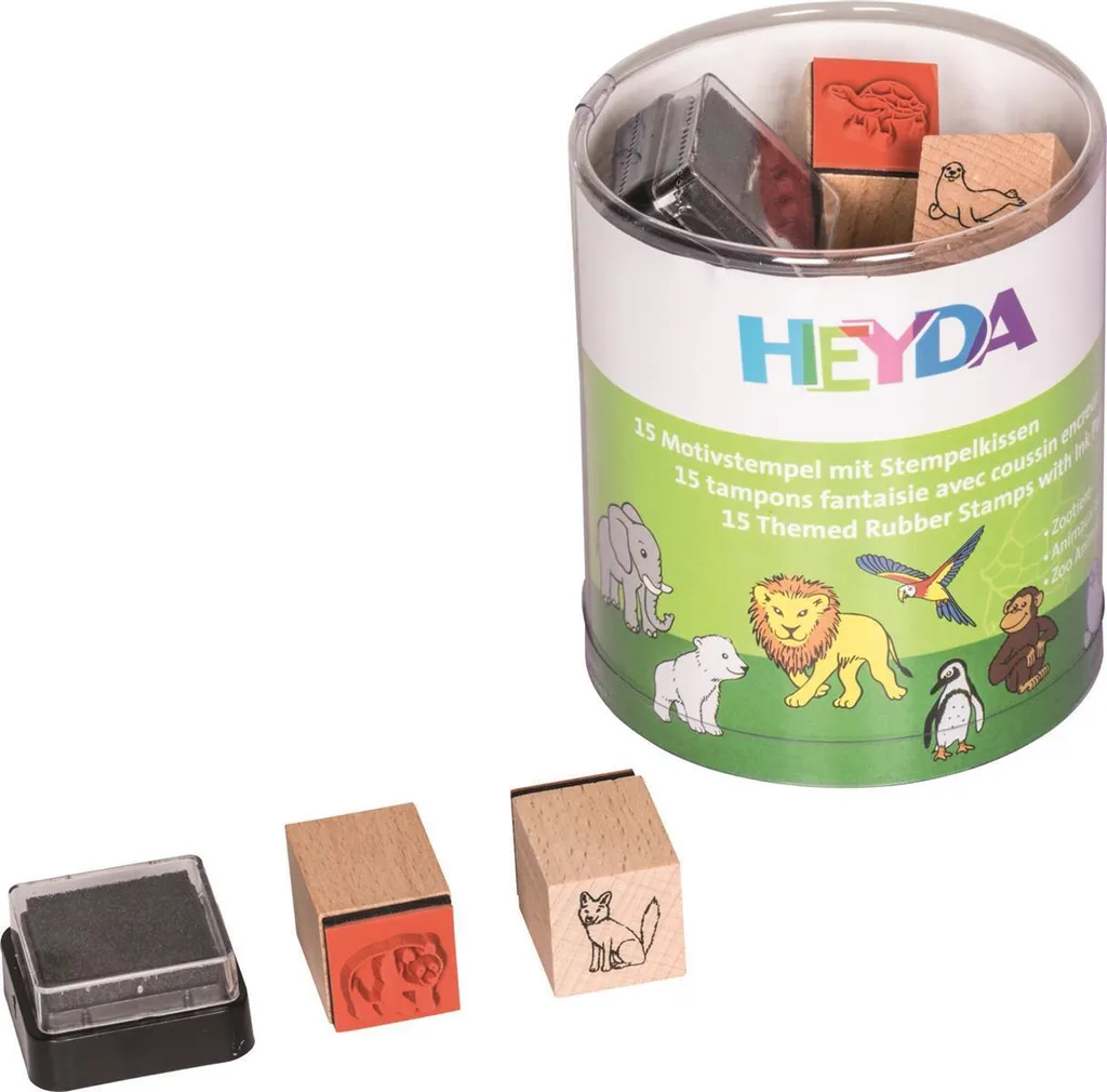 Set de tampons Animaux du Zoo Heyda 204888491 - 6 boîtes créatives