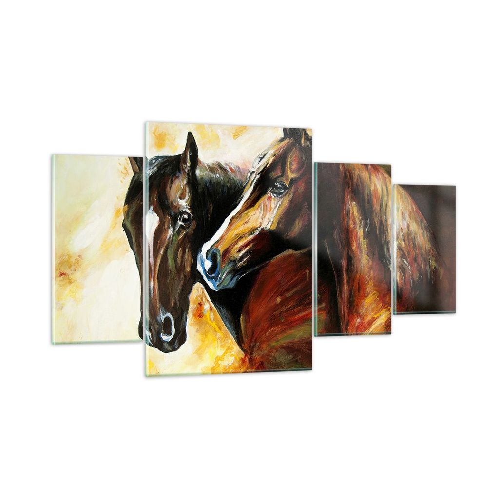 Bilder auf glas - Pferd Natur Tier - 160x90cm - Glasbilder - Wandbilder - Kunstdruck - zum Aufhängen bereit - Wanddekoration aus Glas - Glas Bilde...