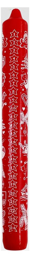 2er Set Adventskalenderkerzen, Motiv Weihnachten, Rot, (Ø x H) 30 x 300 mm