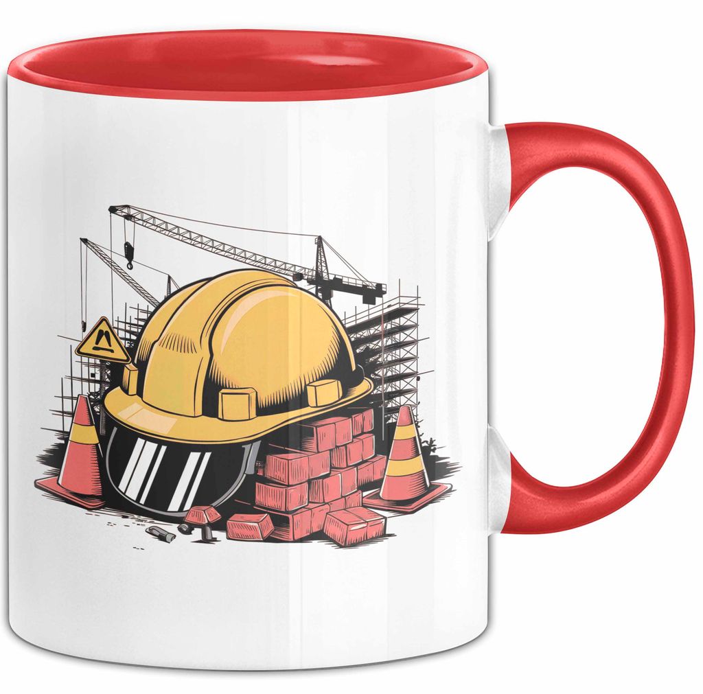 Bauarbeiter Tasse Geschenkidee Bauprofi Lustiger Spruch Geschenkidee Lustig (Rot)